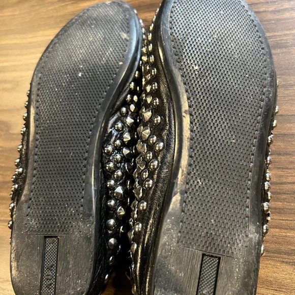 Prada Black Leather Crystal & Studded Embellishment Loafers - Size IT: 38 - Picture 8 of 9